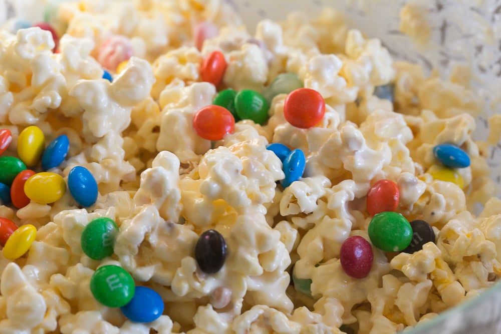 Delicious white chocolate and M&Ms mixed together. So good!