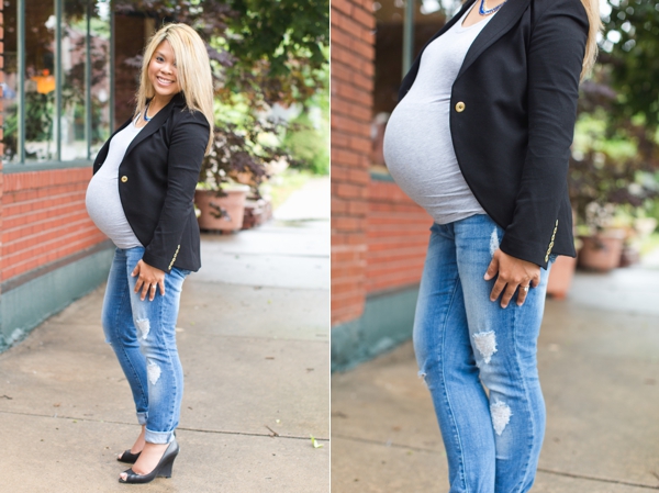 black maternity blazer dress the bump