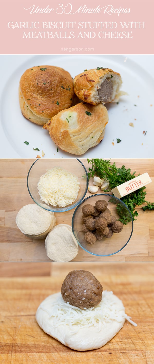 Delicious garlic stuffed biscuit with meatballs - easy appetizer.