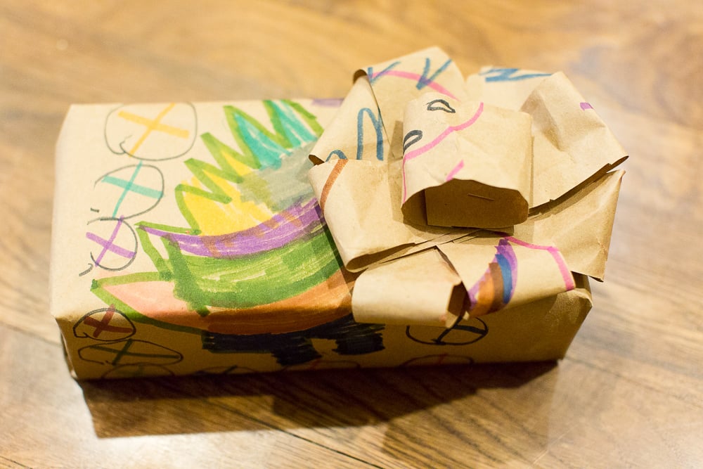 DIY gift wrapping kids project artwork