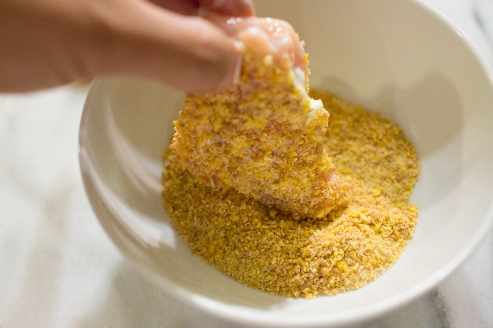 cereal breaded chicken easy honey roasted chicken bake 007