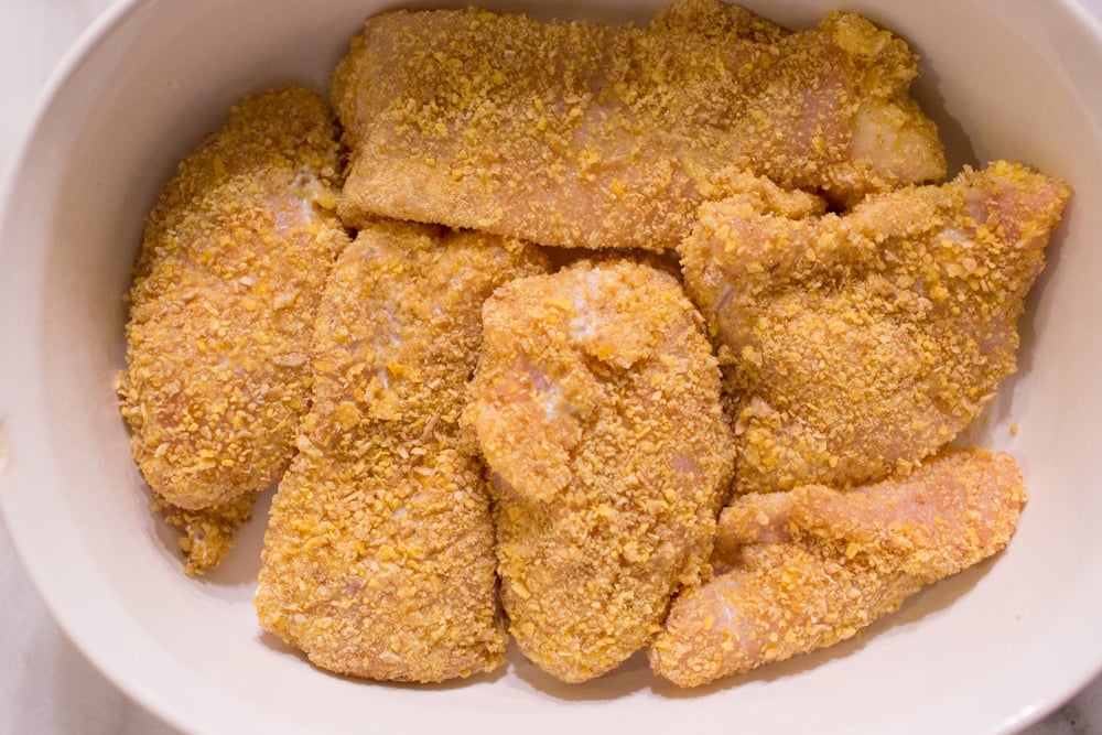 cereal breaded chicken easy honey roasted chicken bake 008
