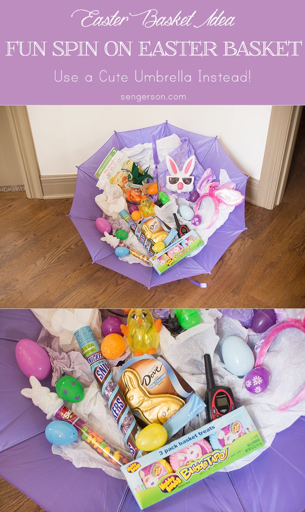 easter umbrella Fun twist on a traditional Easter basket. Fill an umbrella with Easter goodies!