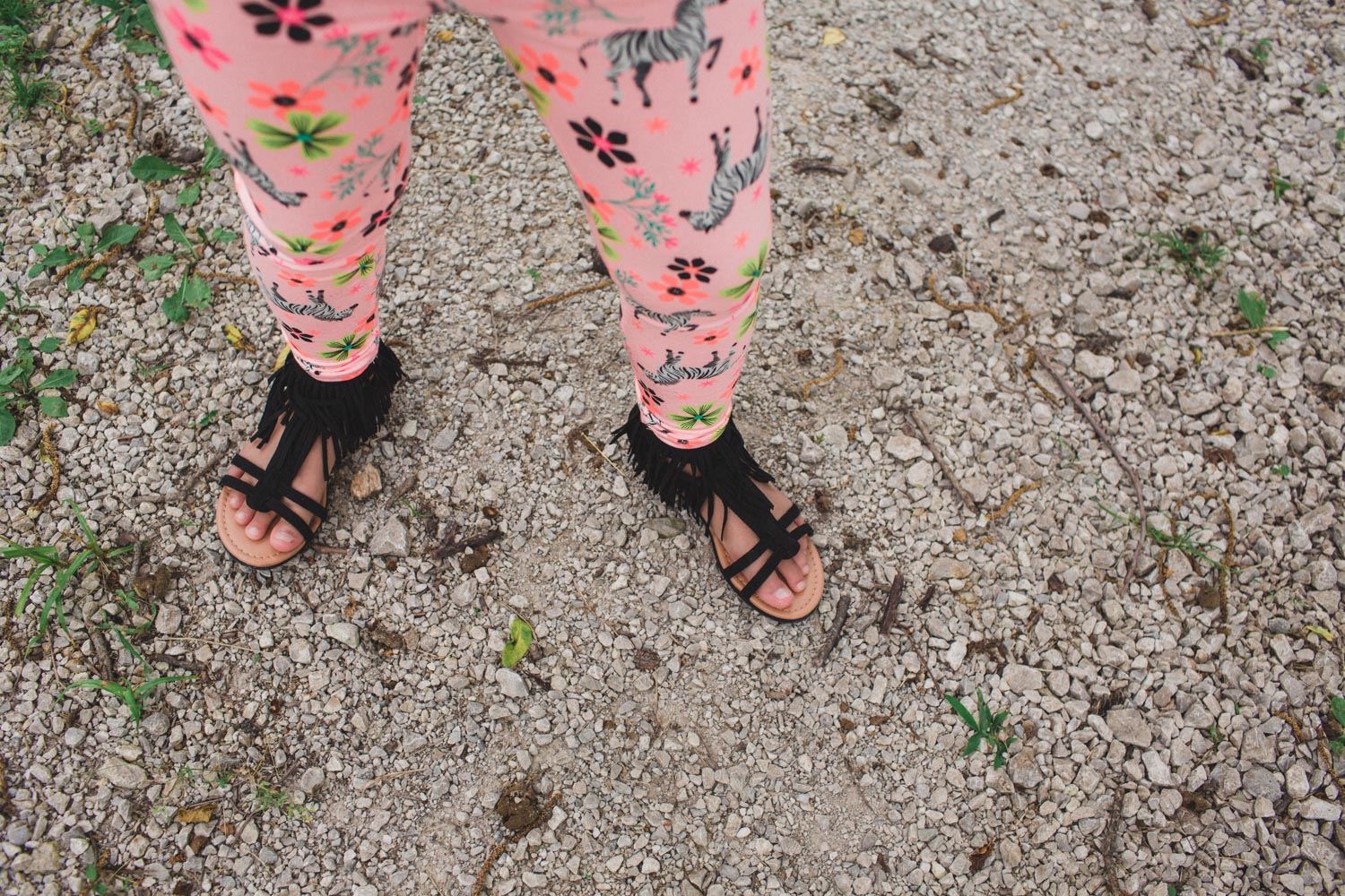 Fringe stay wild shirt with jungle themed leggings and fringe shoes! Super cute and adorable for eight year old girls.