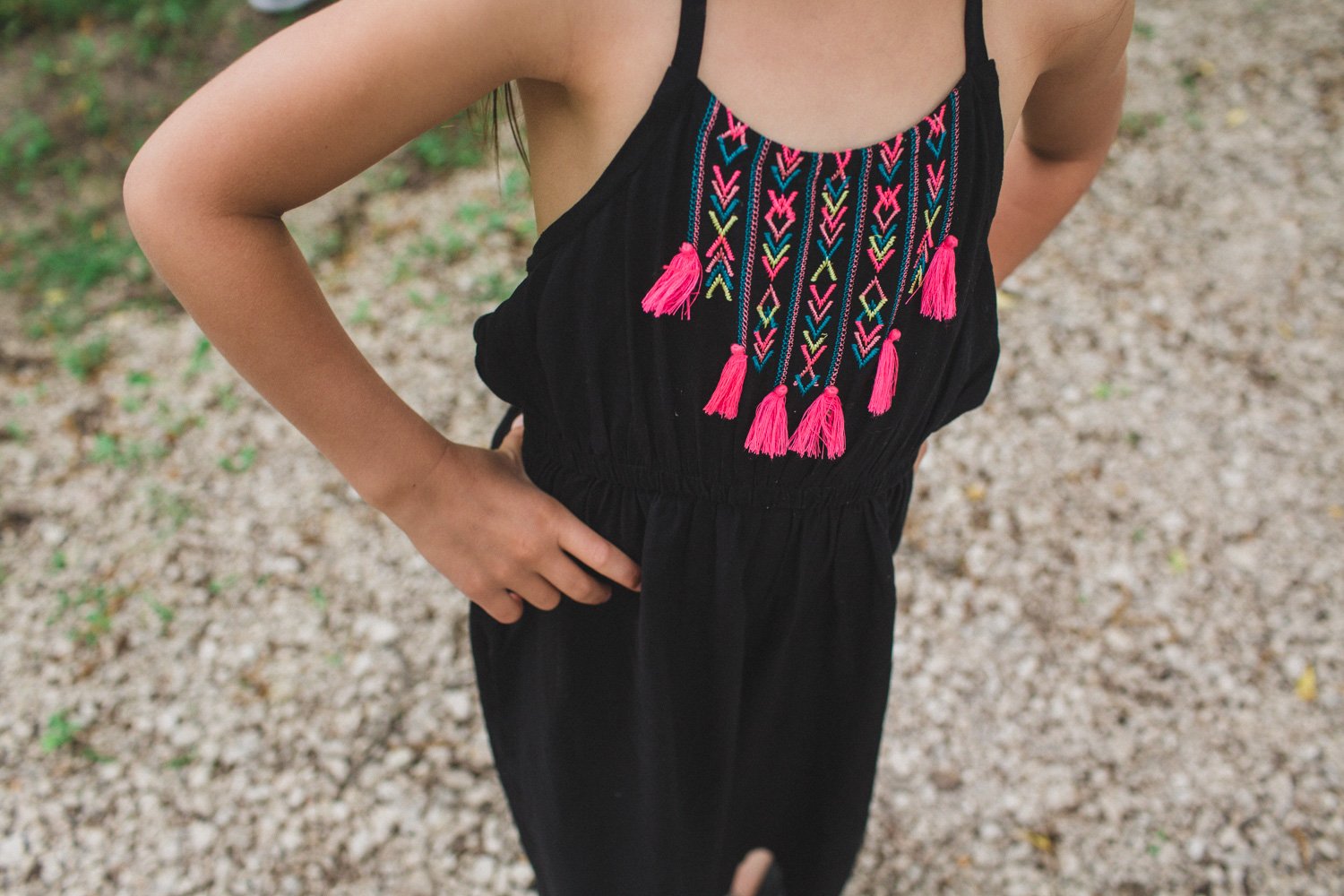 Safari Jungle Themed Jumpsuit for 7 Year Old Girl - Embroidered halter jumpsuit that all kids will love!