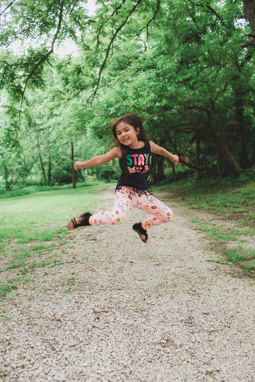 Fringe stay wild shirt with jungle themed leggings and fringe shoes! Super cute and adorable for eight year old girls.