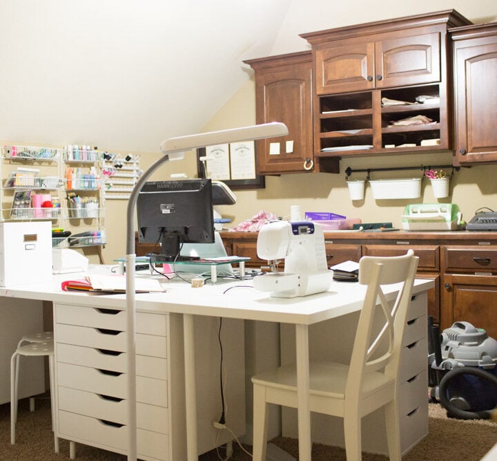 How to Drill a Hole in an Ikea Linnmon Table featured by top US DIY blogger, Sengerson