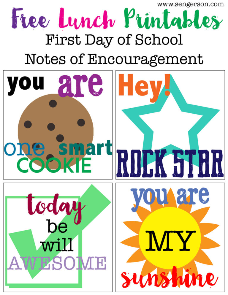 printable lunch box notes first day of school