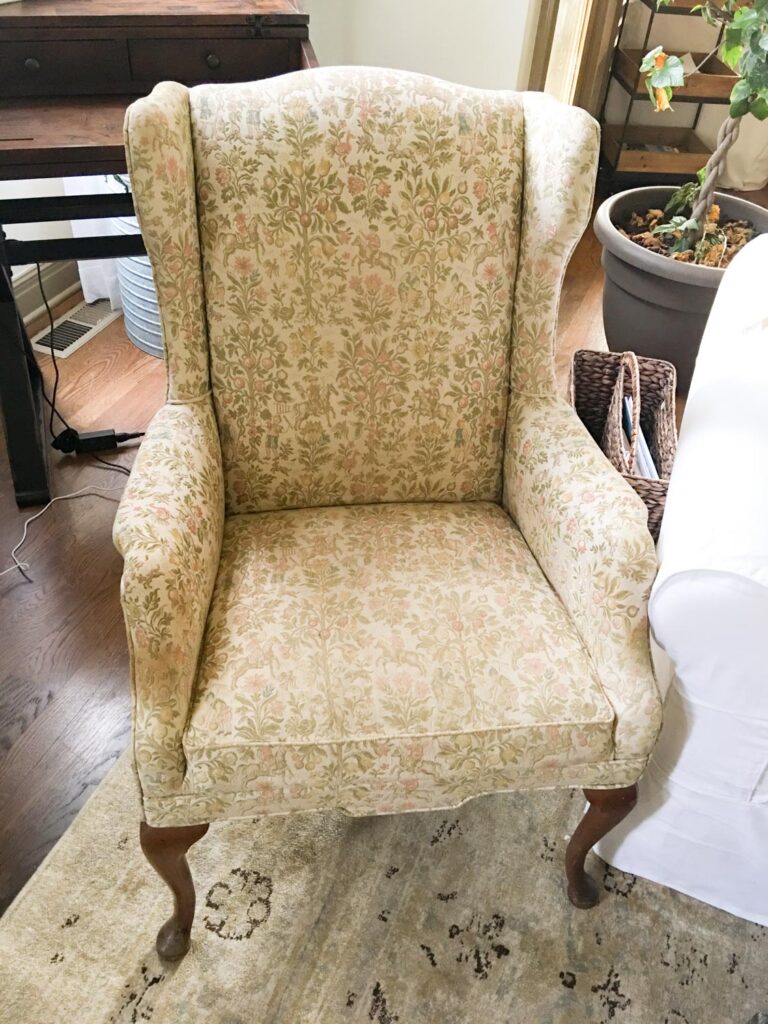 Wingback Chair Makeover Reupholstery Cost and Tutorial (Best Tips)