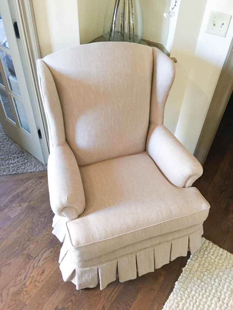 Wingback Chair Makeover Reupholstery Cost and Tutorial (Best Tips)