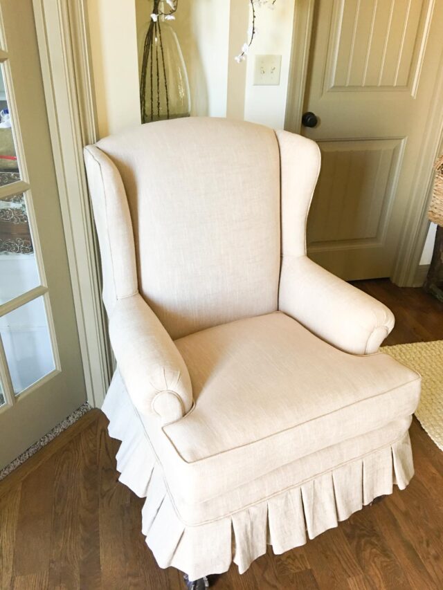 Wingback Chair Makeover Reupholstery Cost and Tutorial (Best Tips)