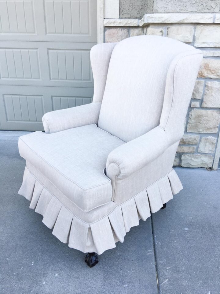 Wingback Chair Makeover Reupholstery Cost and Tutorial (Best Tips)
