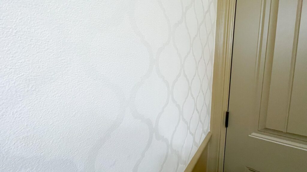 diy wall pattern paint with same color different sheen close up of paint pattern