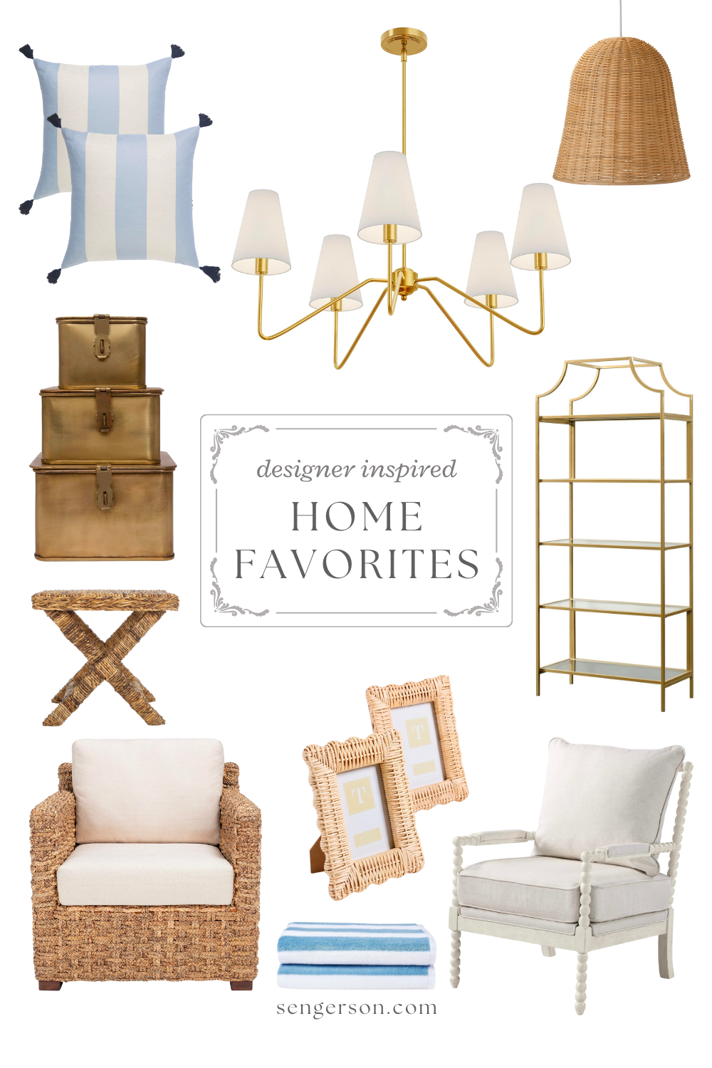 timeless home favorites collage featuring classic and modern home decor pieces