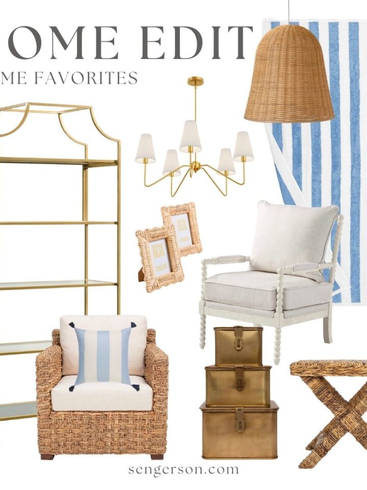 classic home favorites collage featuring timeless furniture and home accents