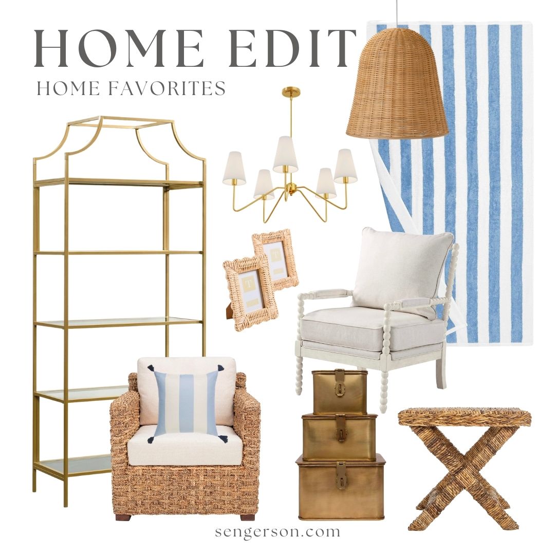 classic home favorites collage featuring timeless furniture and home accents
