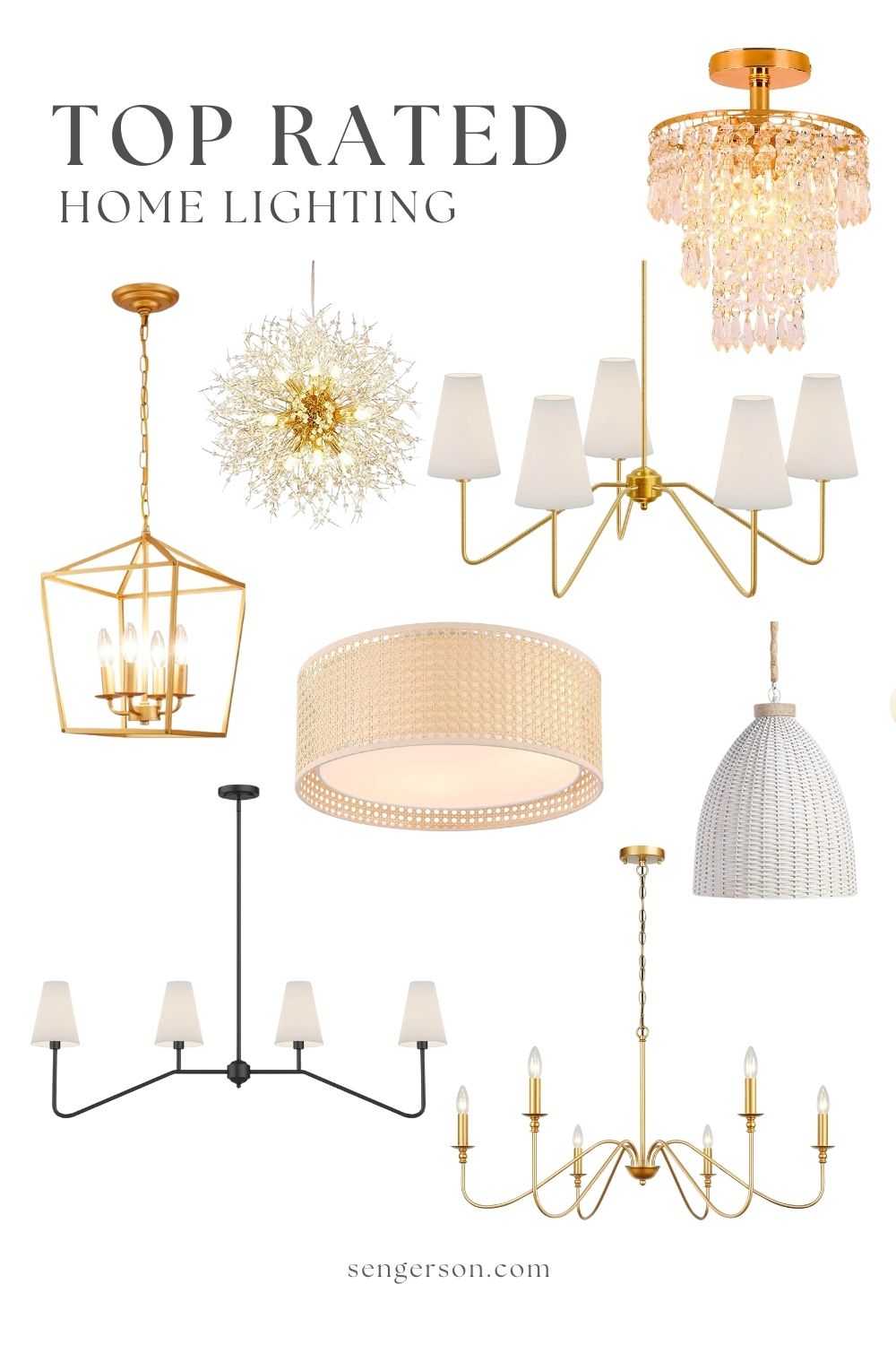 top rated home lighting collage featuring chandeliers sconces and pendant lights