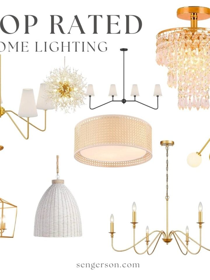 get the look home lighting collage featuring modern pendant and designer-inspired light fixtures