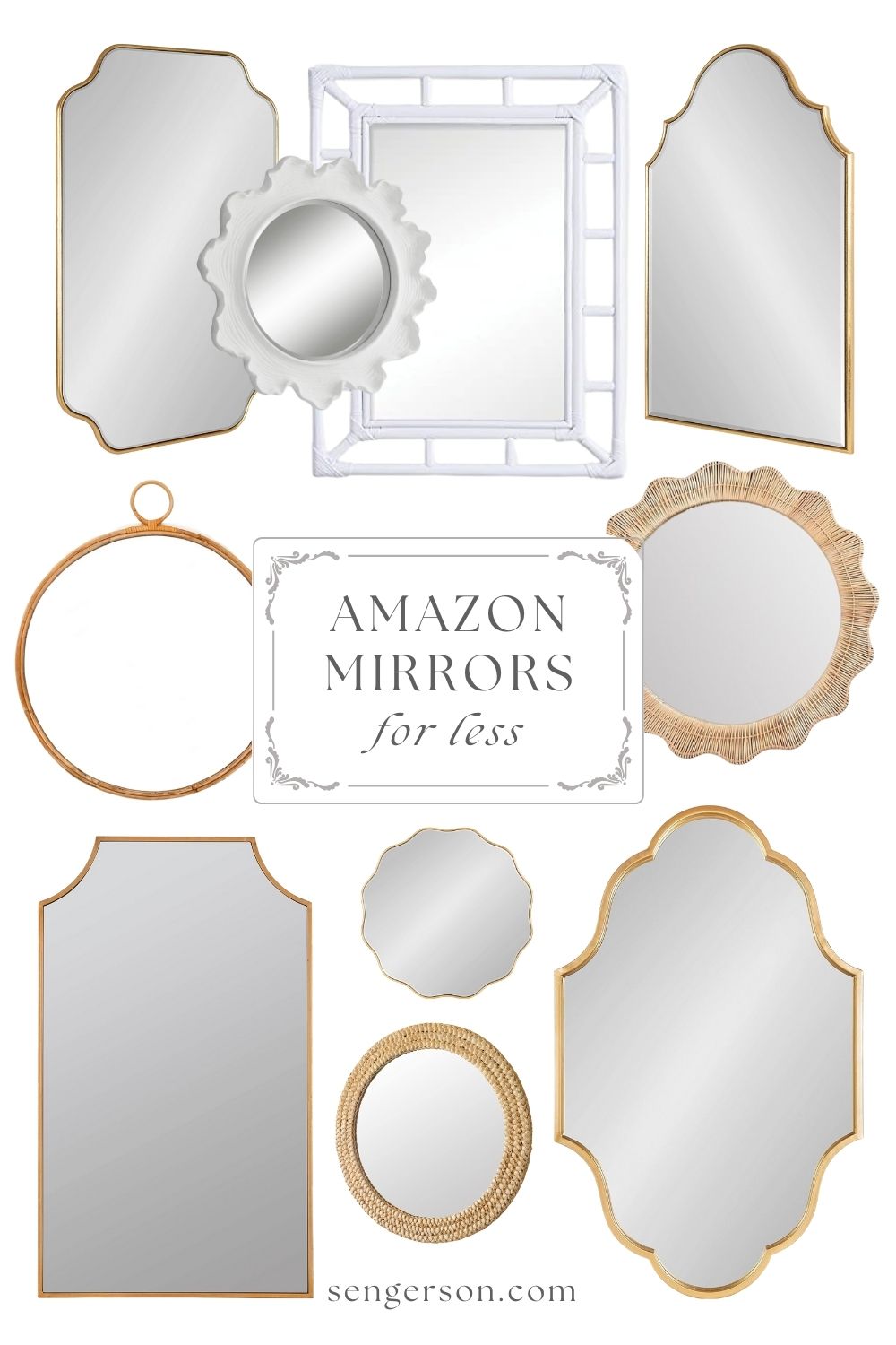 amazon mirrors for less collage featuring affordable arched and round mirror designs