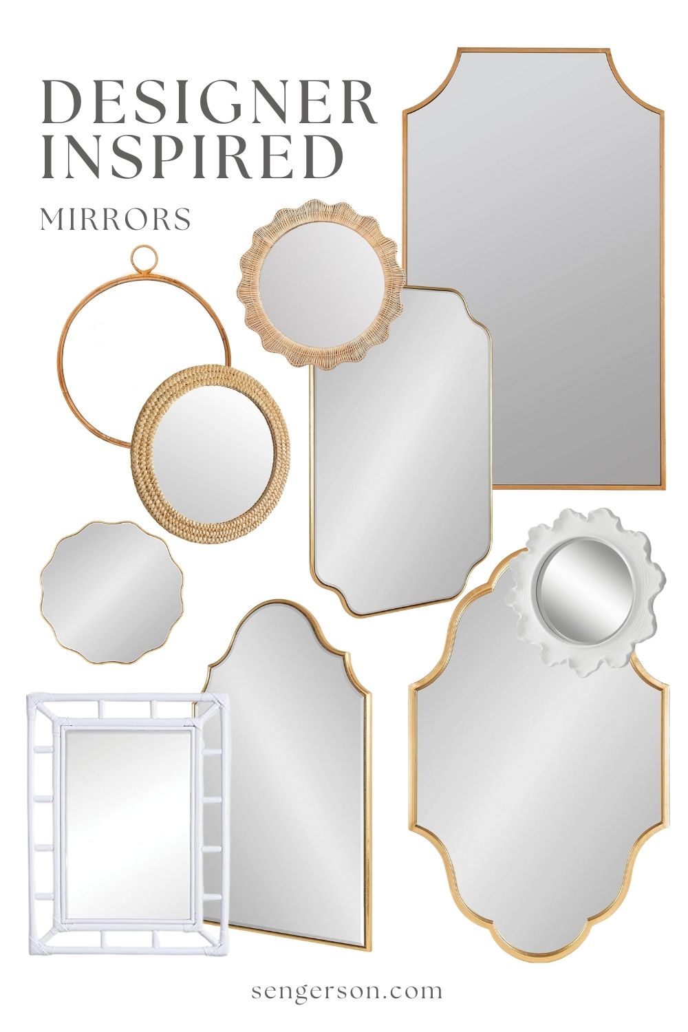 affordable finds mirrors collage featuring budget-friendly wall and arched mirrors