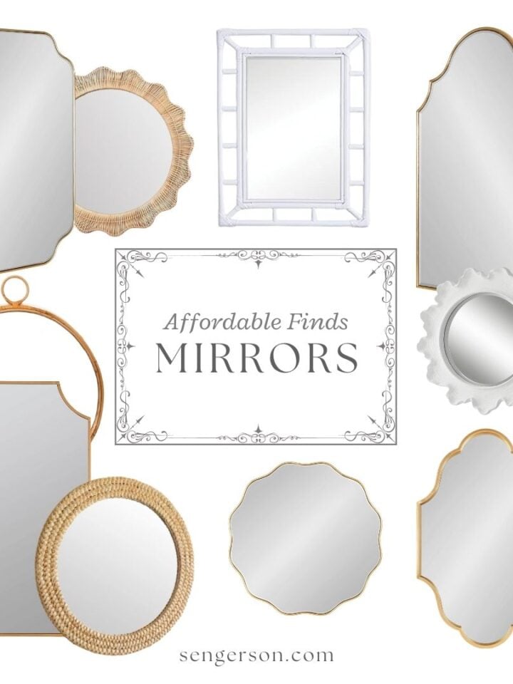 home edit mirrors collage featuring minimalist and neutral wall mirrors