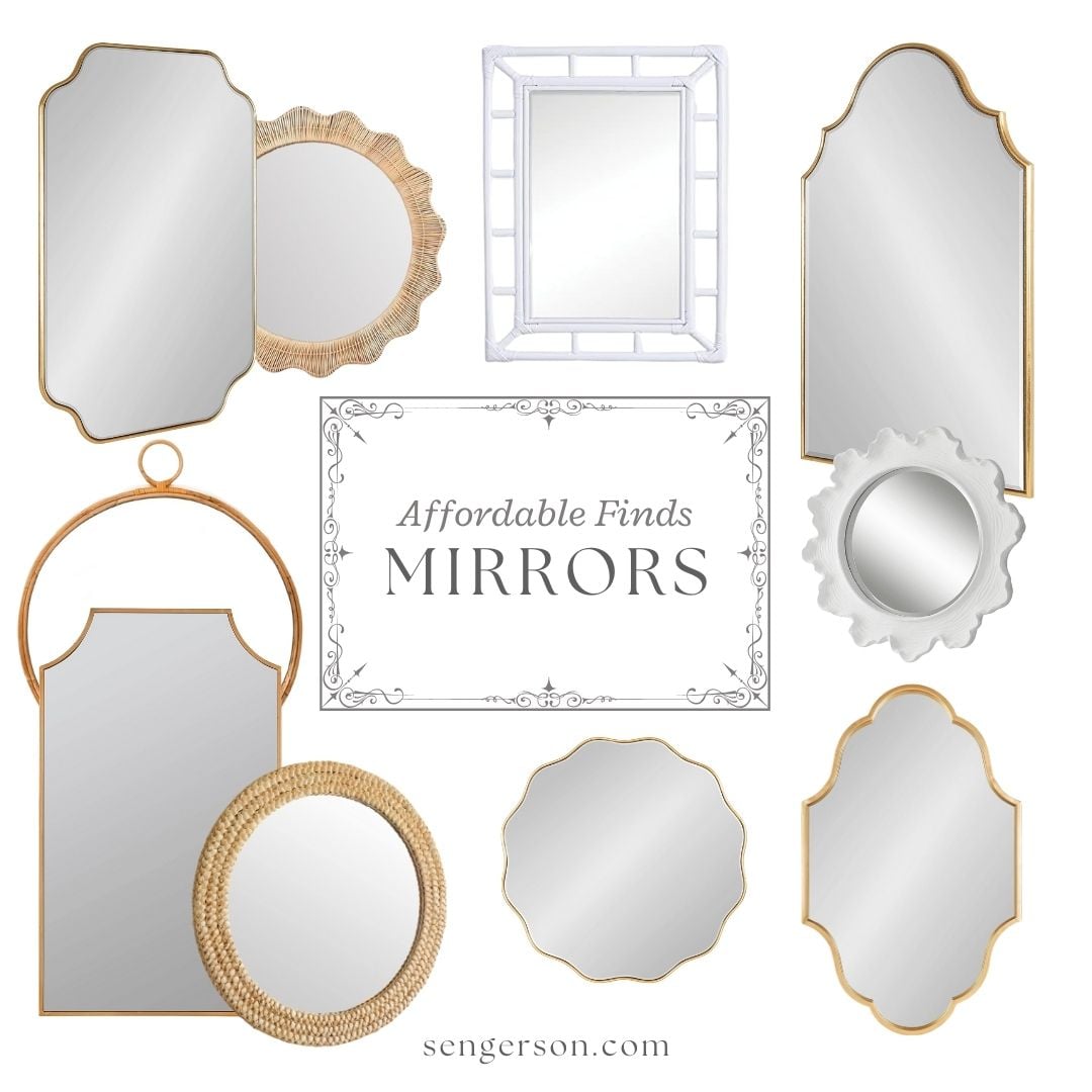 home edit mirrors collage featuring minimalist and neutral wall mirrors