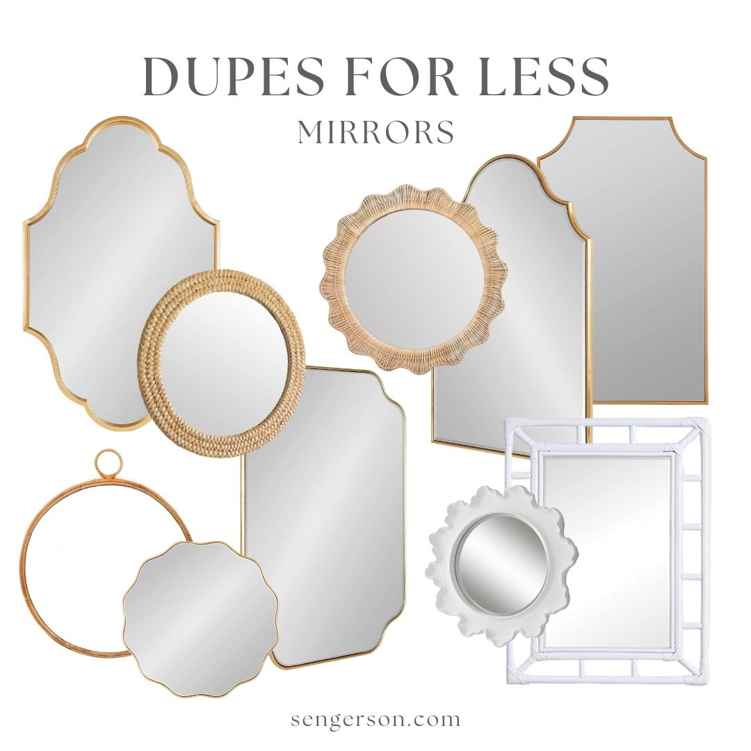affordable finds mirrors collage featuring budget-friendly wall and arched mirrors