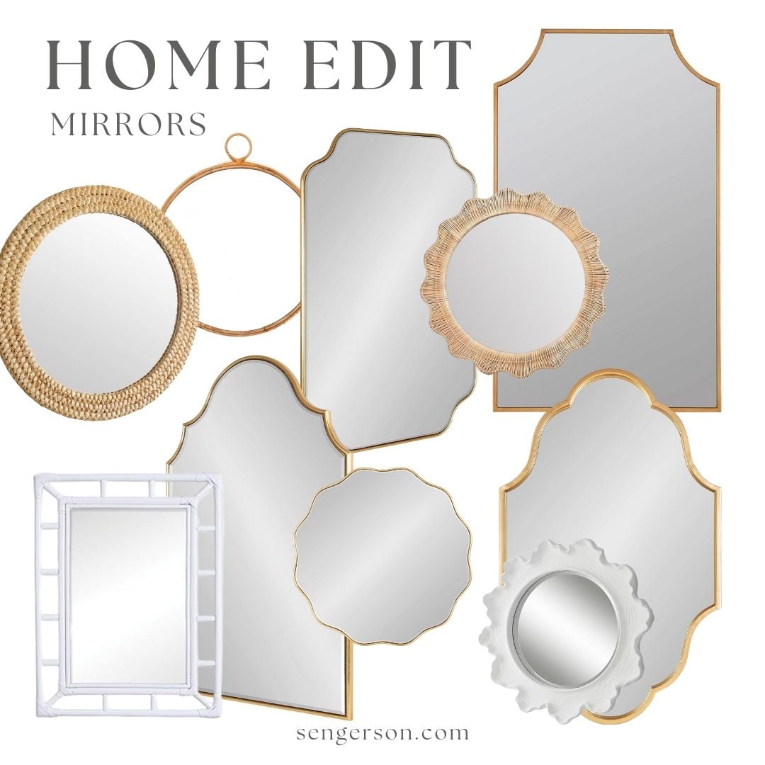 amazon mirrors for less collage featuring affordable arched and round mirror designs