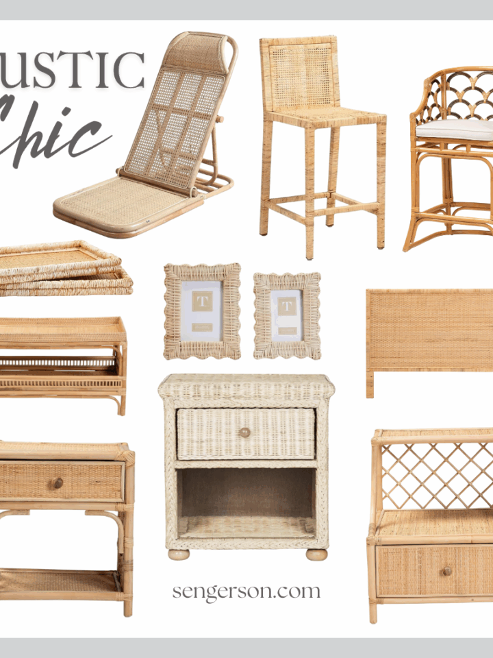 stylish rattan decor collage featuring woven furniture and coastal home accents