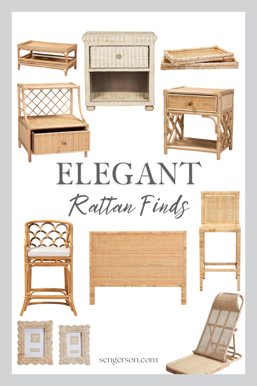 stylish rattan decor collage featuring woven furniture and coastal home accents