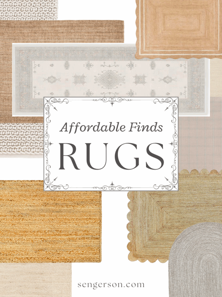 affordable neutral rugs collage featuring jute and woven natural textures